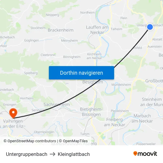 Untergruppenbach to Kleinglattbach map