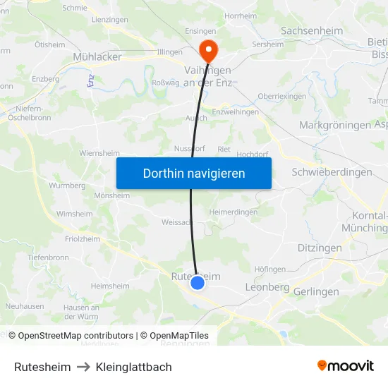 Rutesheim to Kleinglattbach map
