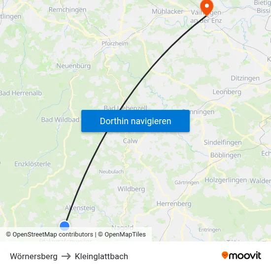 Wörnersberg to Kleinglattbach map