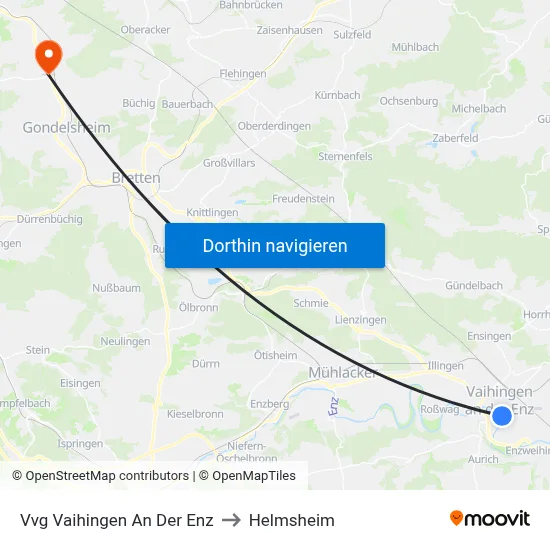 Vvg Vaihingen An Der Enz to Helmsheim map