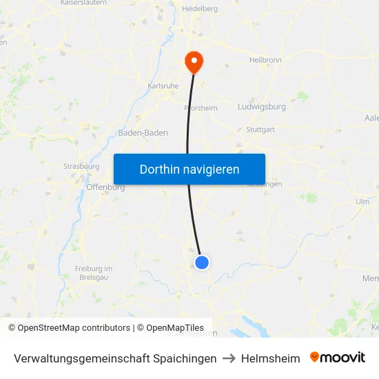 Verwaltungsgemeinschaft Spaichingen to Helmsheim map