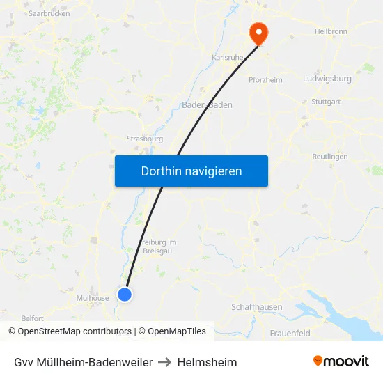 Gvv Müllheim-Badenweiler to Helmsheim map