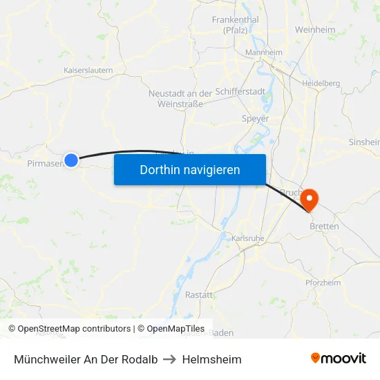 Münchweiler An Der Rodalb to Helmsheim map