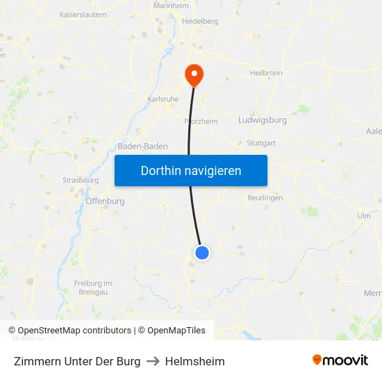 Zimmern Unter Der Burg to Helmsheim map