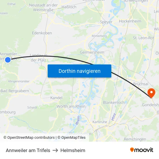 Annweiler am Trifels to Helmsheim map