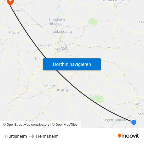 Hüttisheim to Helmsheim map