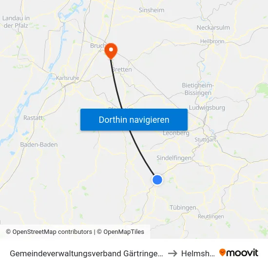 Gemeindeverwaltungsverband Gärtringen/Ehningen to Helmsheim map
