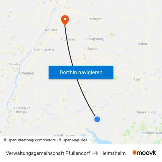 Verwaltungsgemeinschaft Pfullendorf to Helmsheim map