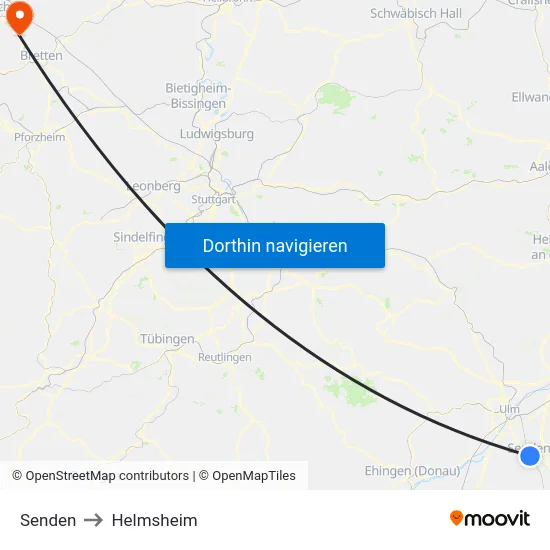 Senden to Helmsheim map