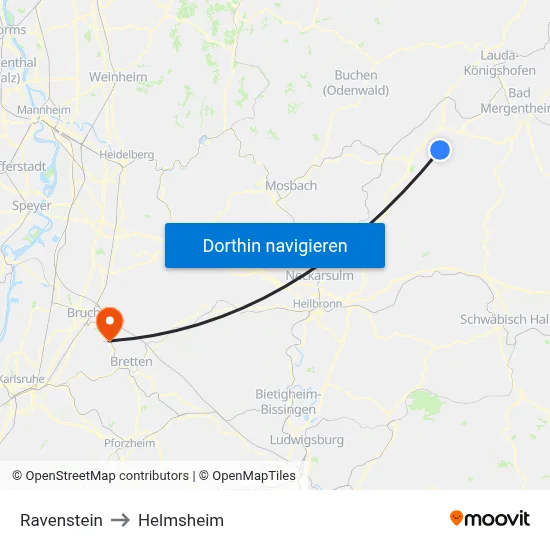 Ravenstein to Helmsheim map