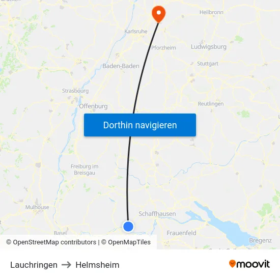 Lauchringen to Helmsheim map
