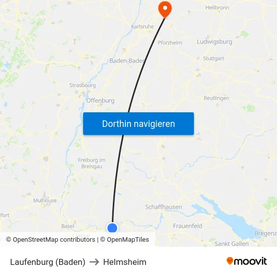 Laufenburg (Baden) to Helmsheim map