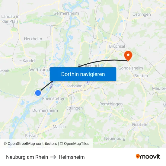 Neuburg am Rhein to Helmsheim map