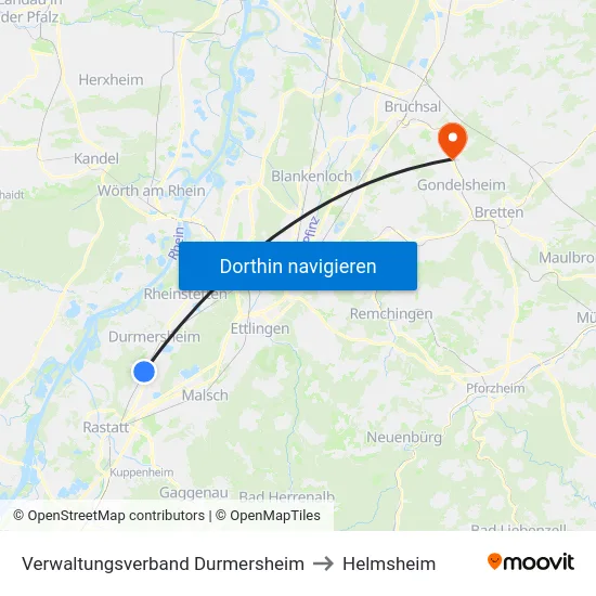 Verwaltungsverband Durmersheim to Helmsheim map