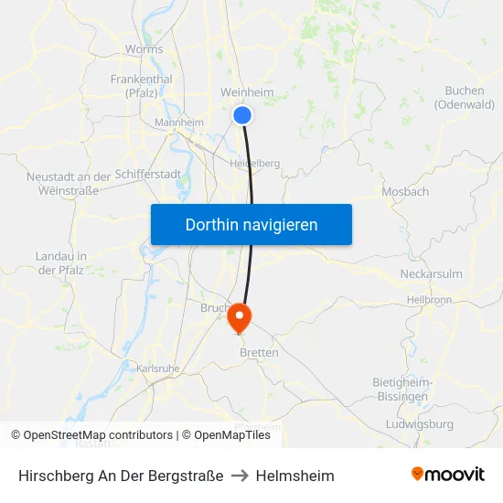 Hirschberg An Der Bergstraße to Helmsheim map