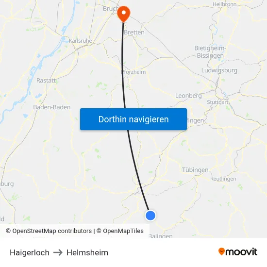 Haigerloch to Helmsheim map