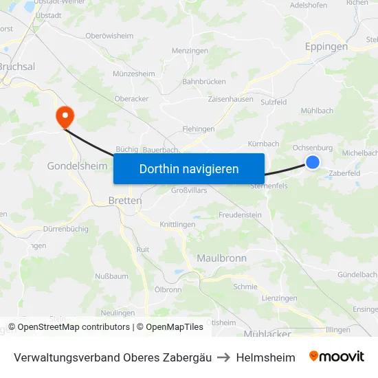 Verwaltungsverband Oberes Zabergäu to Helmsheim map