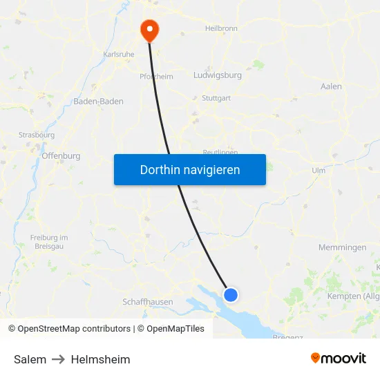 Salem to Helmsheim map