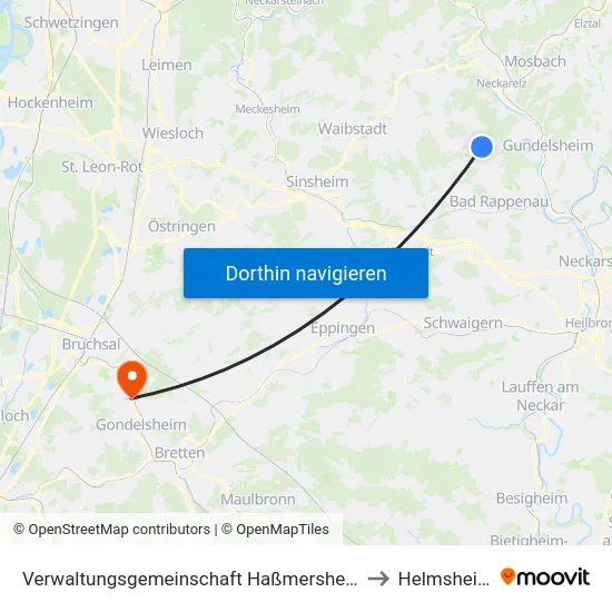 Verwaltungsgemeinschaft Haßmersheim to Helmsheim map