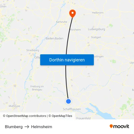 Blumberg to Helmsheim map