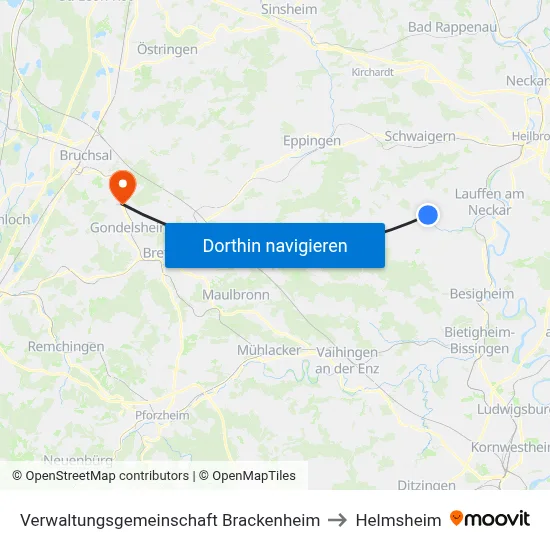 Verwaltungsgemeinschaft Brackenheim to Helmsheim map
