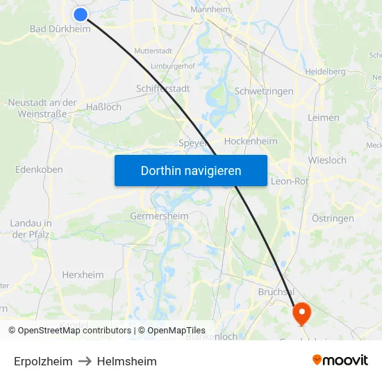 Erpolzheim to Helmsheim map