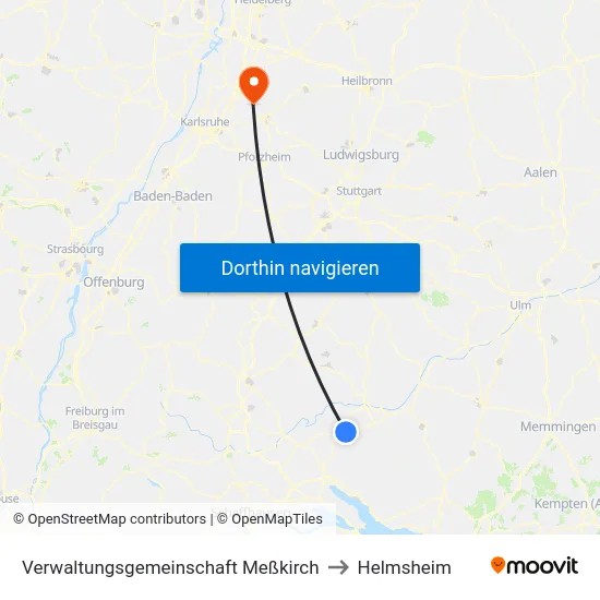 Verwaltungsgemeinschaft Meßkirch to Helmsheim map