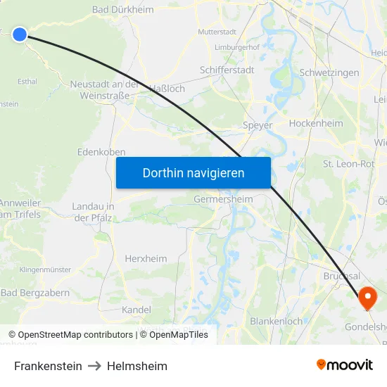 Frankenstein to Helmsheim map