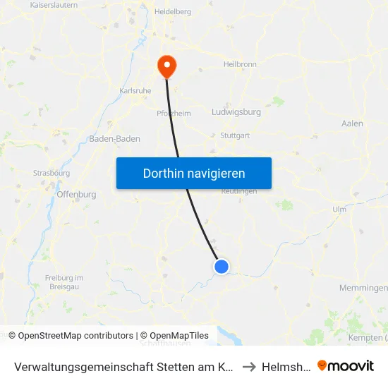 Verwaltungsgemeinschaft Stetten am Kalten Markt to Helmsheim map