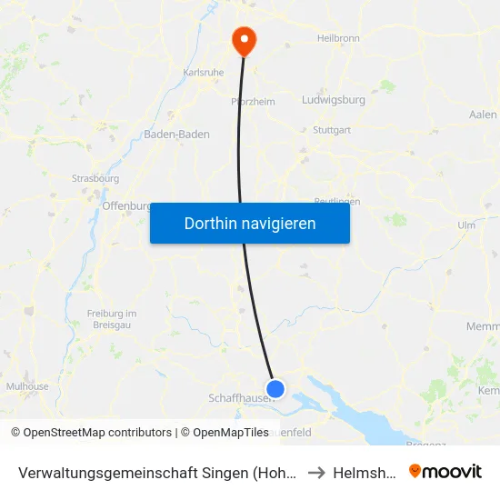Verwaltungsgemeinschaft Singen (Hohentwiel) to Helmsheim map