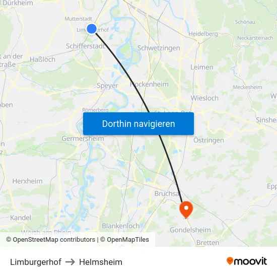 Limburgerhof to Helmsheim map