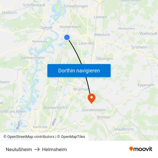 Neulußheim to Helmsheim map