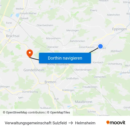 Verwaltungsgemeinschaft Sulzfeld to Helmsheim map