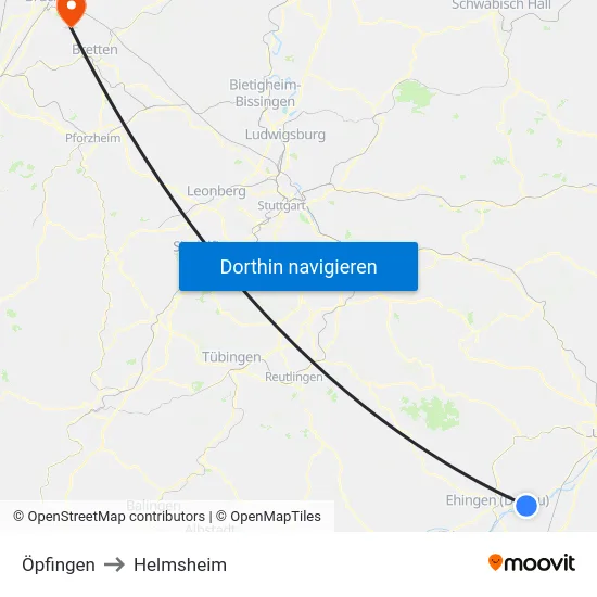 Öpfingen to Helmsheim map