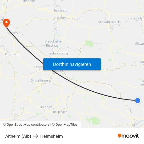Altheim (Alb) to Helmsheim map