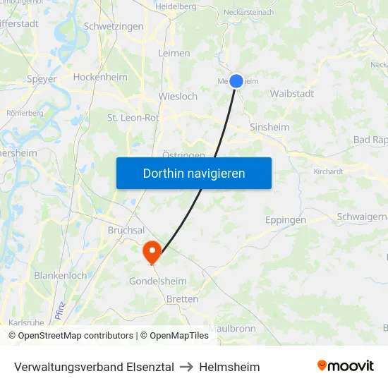 Verwaltungsverband Elsenztal to Helmsheim map