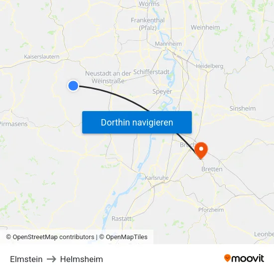 Elmstein to Helmsheim map