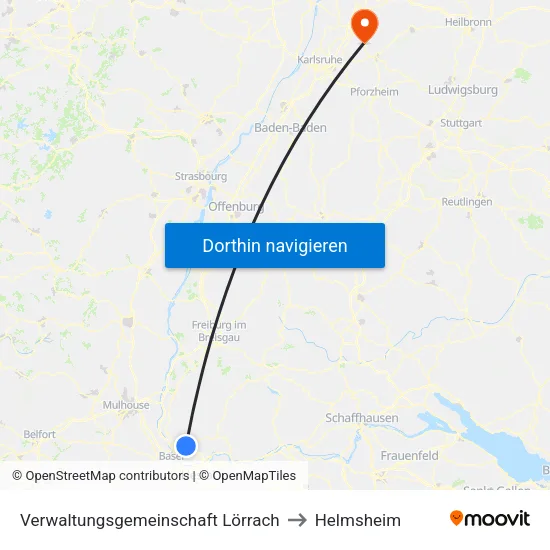 Verwaltungsgemeinschaft Lörrach to Helmsheim map