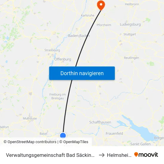 Verwaltungsgemeinschaft Bad Säckingen to Helmsheim map