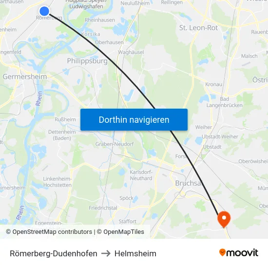 Römerberg-Dudenhofen to Helmsheim map