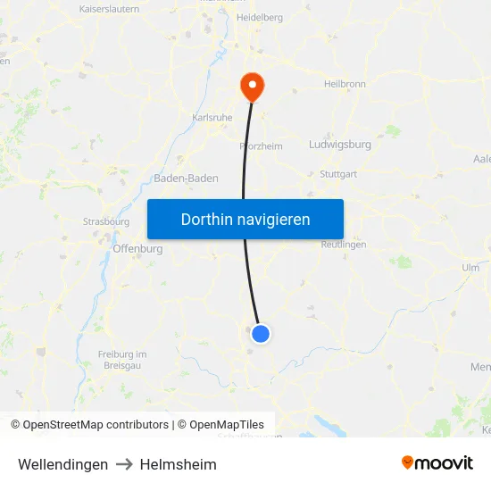 Wellendingen to Helmsheim map