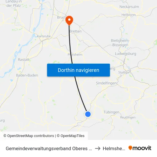 Gemeindeverwaltungsverband Oberes Gäu to Helmsheim map