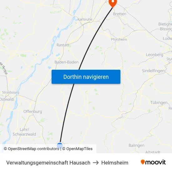 Verwaltungsgemeinschaft Hausach to Helmsheim map