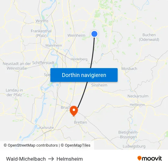 Wald-Michelbach to Helmsheim map