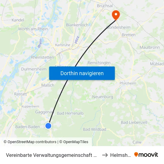 Vereinbarte Verwaltungsgemeinschaft Gernsbach to Helmsheim map