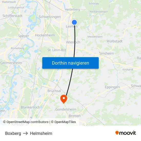 Boxberg to Helmsheim map