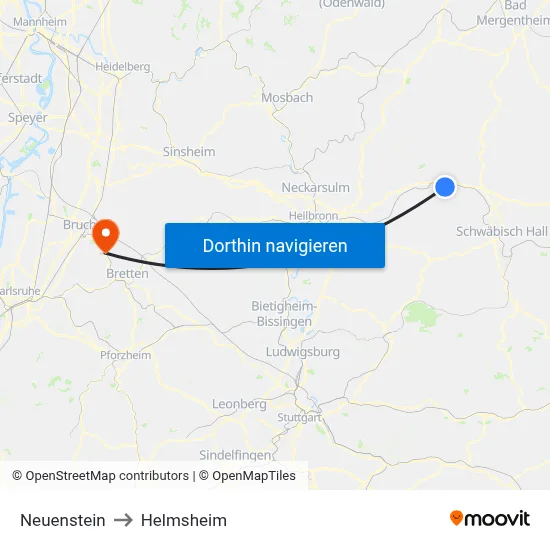 Neuenstein to Helmsheim map