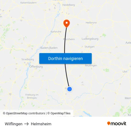 Wilflingen to Helmsheim map