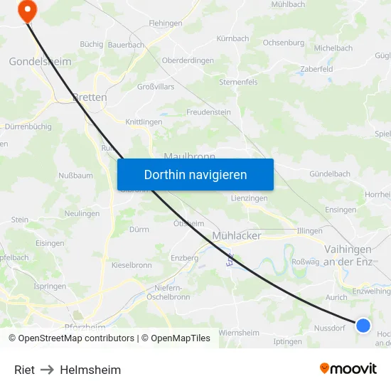 Riet to Helmsheim map