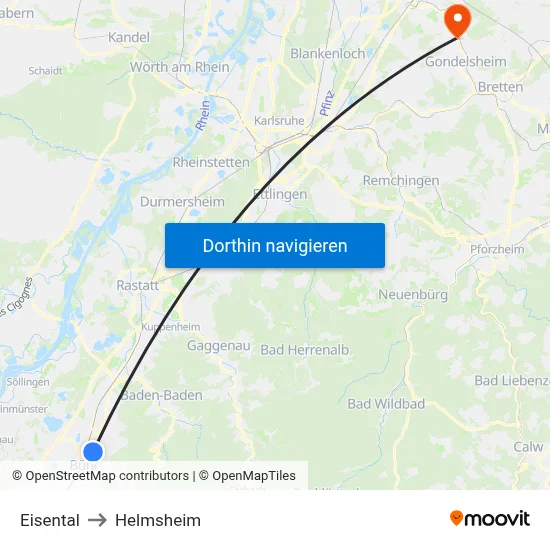 Eisental to Helmsheim map